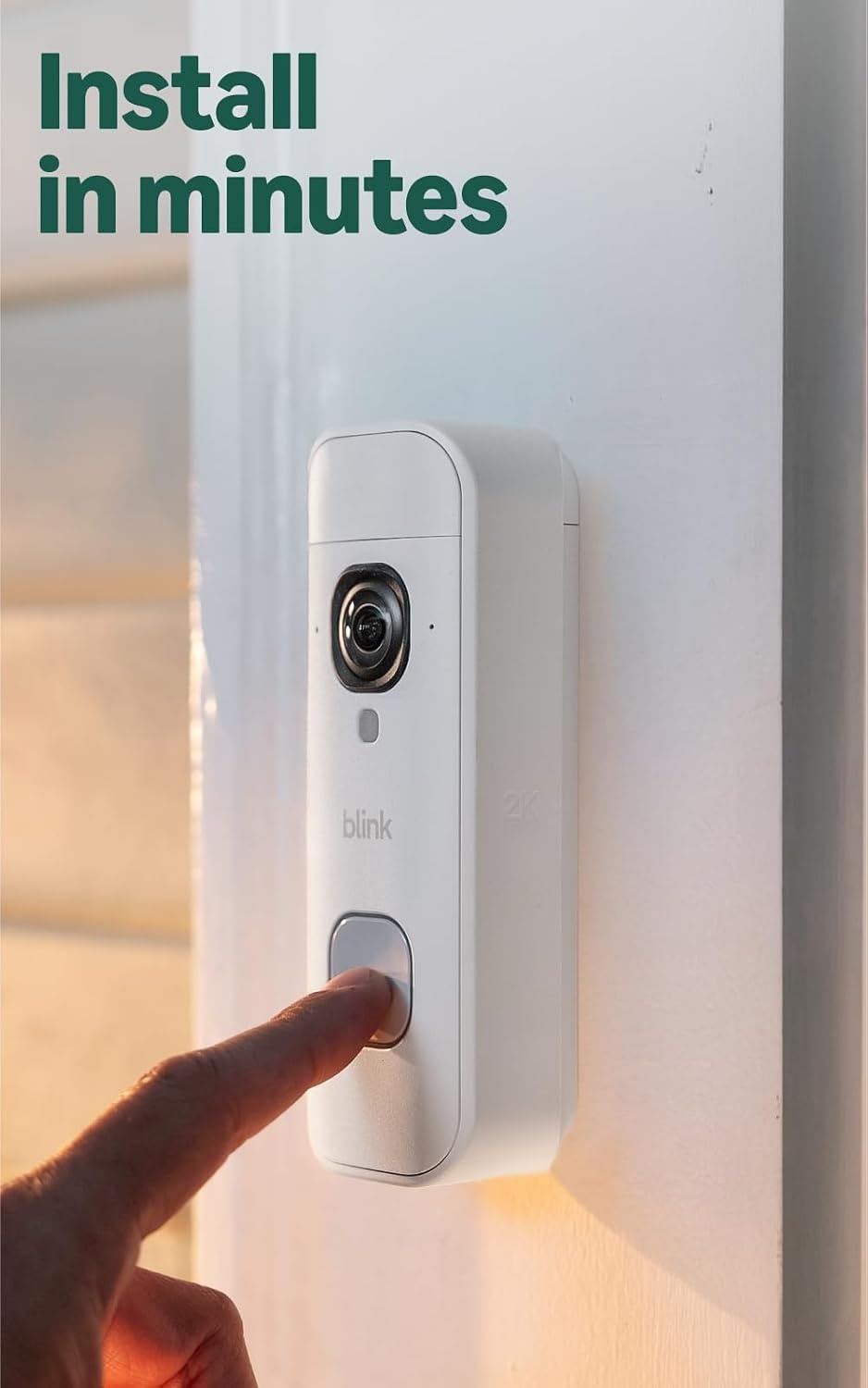 image:imageBlink Battery Doorbell 2K newest model with Basic Annual Plan Wireless video doorbell 2K video resolution enhanced audio Sync Module Core included System White