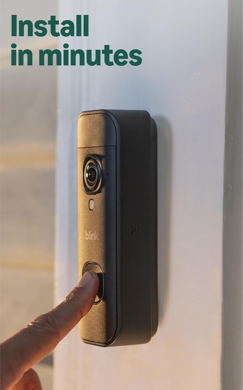 image:imageBlink Battery Doorbell 2K newest model with Basic Annual Plan Wireless video doorbell 2K video resolution enhanced audio Sync Module Core included System Black