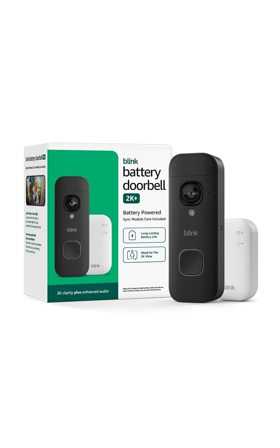 image:imageBlink Battery Doorbell 2K newest model with Basic Annual Plan Wireless video doorbell 2K video resolution enhanced audio Sync Module Core included System Black