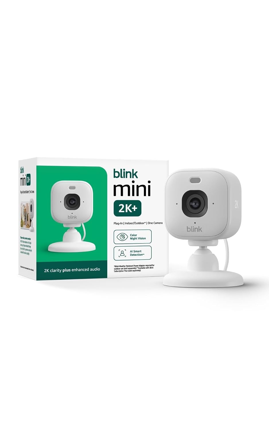 image:imageBlink Mini 2K newest model with 1Year Plus plan Plugin Home amp Pet Security Camera with 2K video resolution smart motion detection works with Alexa 1 camera White