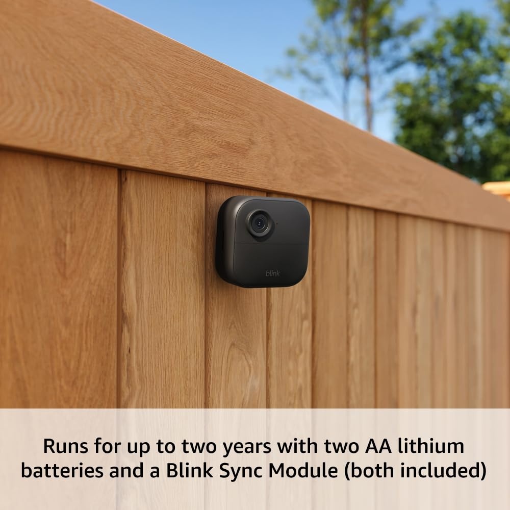 image:imageBlink Outdoor 4 1Year Plus plan Wireless smart security camera twoyear battery life 1080p HD day and infrared night live view Sync Module Core included 2 camera systemSave with Plus plan