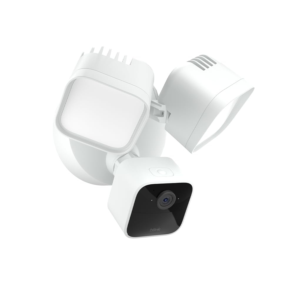 image:imageBlink Wired Floodlight Camera With 1Year Plus plan Smart security camera 2600 lumens HD live view person detection builtin siren Works with Alexa 1 camera White