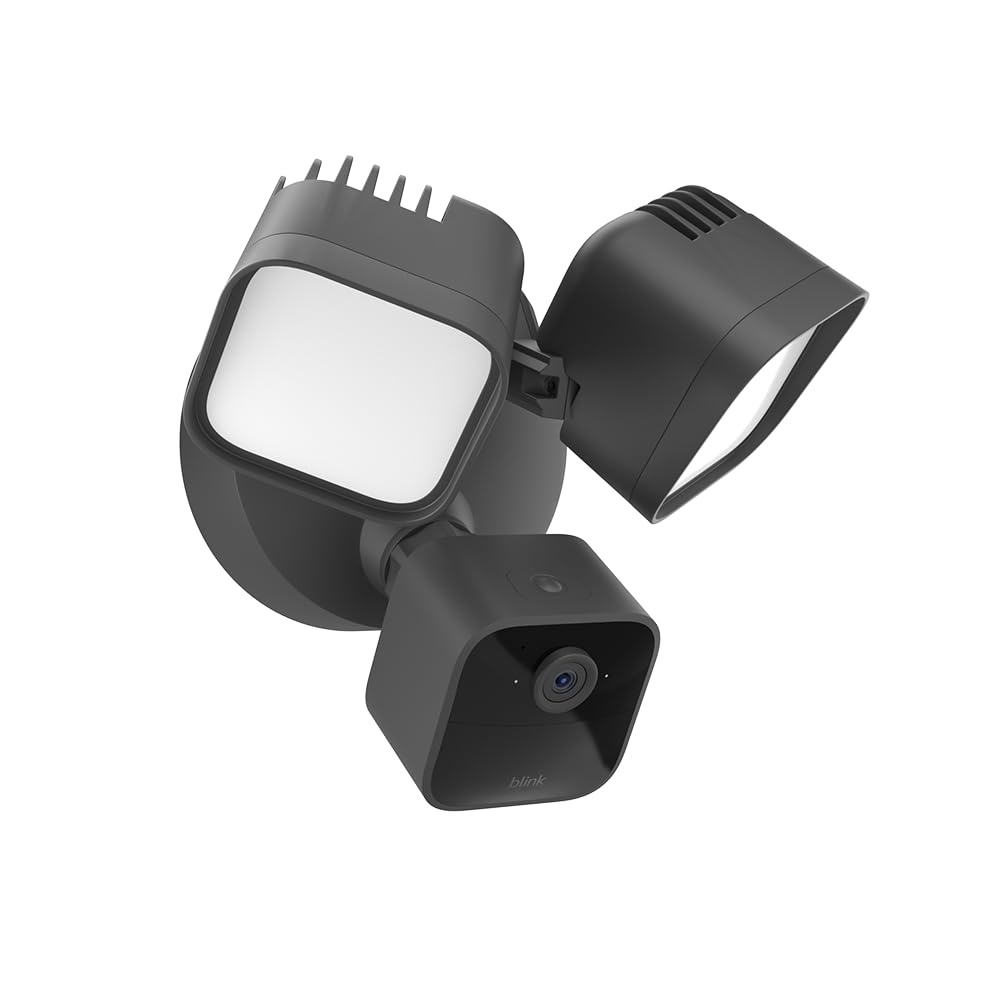 image:imageBlink Wired Floodlight Camera With 1Year Plus plan Smart security camera 2600 lumens HD live view person detection builtin siren Works with Alexa 1 camera BlackBlack