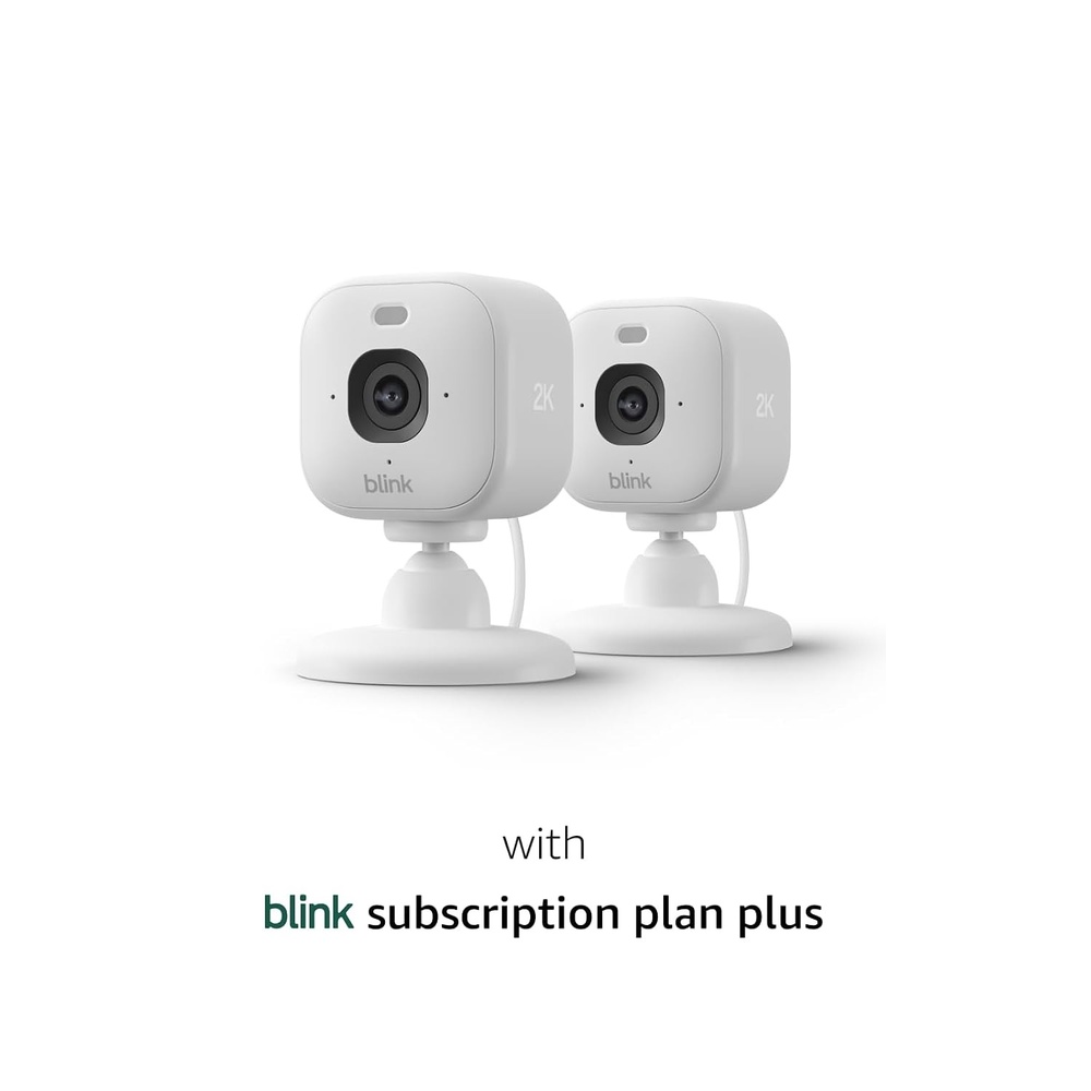 image:imageBlink Mini 2K newest model with 1Year Plus plan Plugin Home amp Pet Security Camera with 2K video resolution smart motion detection works with Alexa 2 camera White