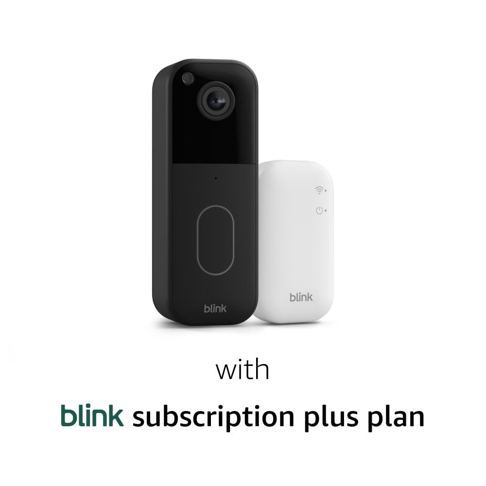 image:imageBlink Video Doorbell with 1Year Subscription Headtotoe HD view twoyear battery Sync Module Core included System Black