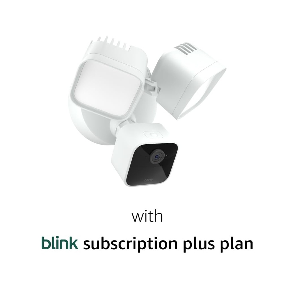 image:imageBlink Wired Floodlight Camera With 1Year Plus plan Smart security camera 2600 lumens HD live view person detection builtin siren Works with Alexa 1 camera White
