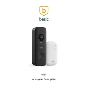 Blink Battery Doorbell 2K+ (newest model) with Basic Annual Plan — Wireless video doorbell, 2K video resolution, enhanced audio. Sync Module Core included – System (Black)