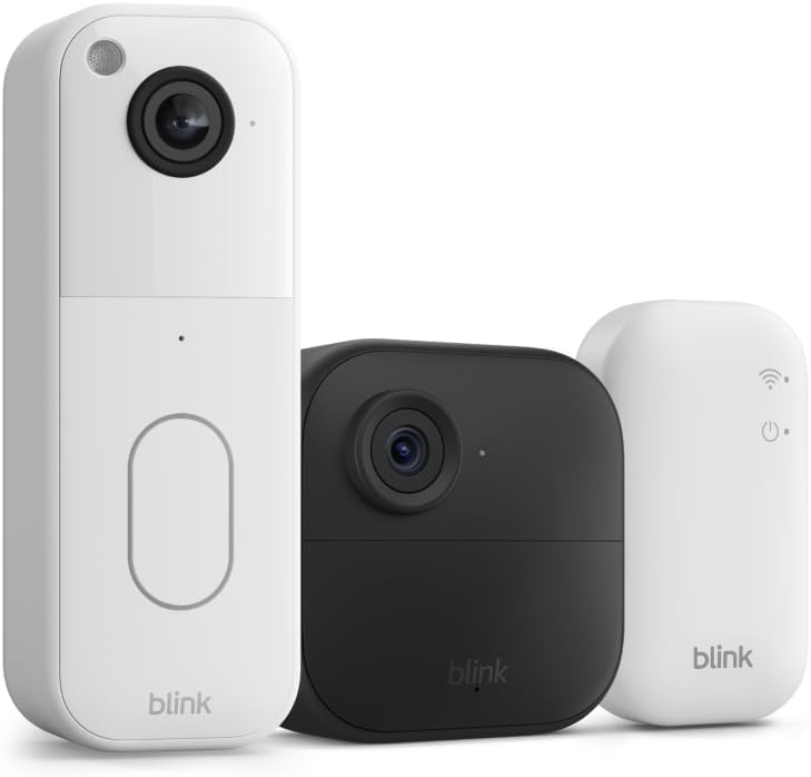 image:imageBlink Video Doorbell Outdoor 4 Wireless smart security cameras headtotoe HD view twoyear battery life Sync Module Core included 1 camera system Video Doorbell