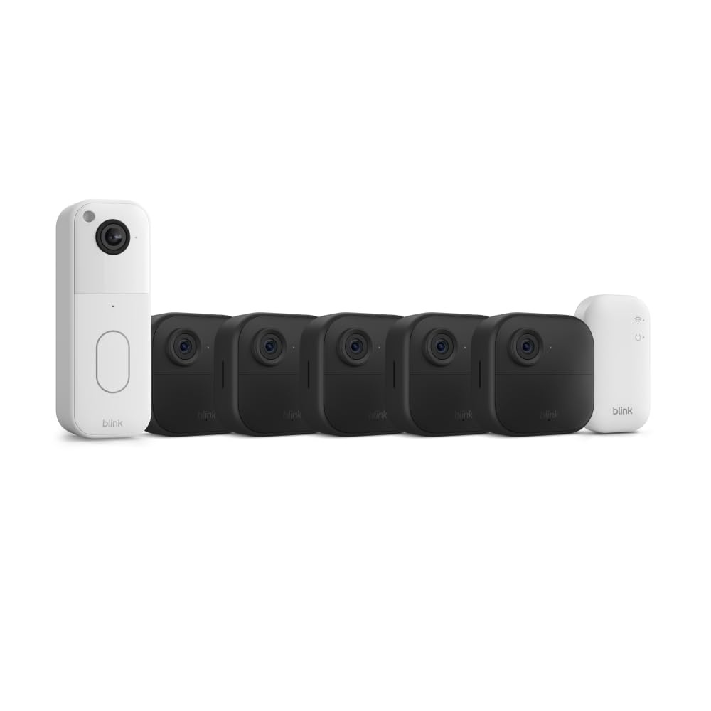 image:imageBlink Video Doorbell Outdoor 4 Wireless smart security cameras headtotoe HD view twoyear battery life Sync Module Core included 5 camera system Video Doorbell