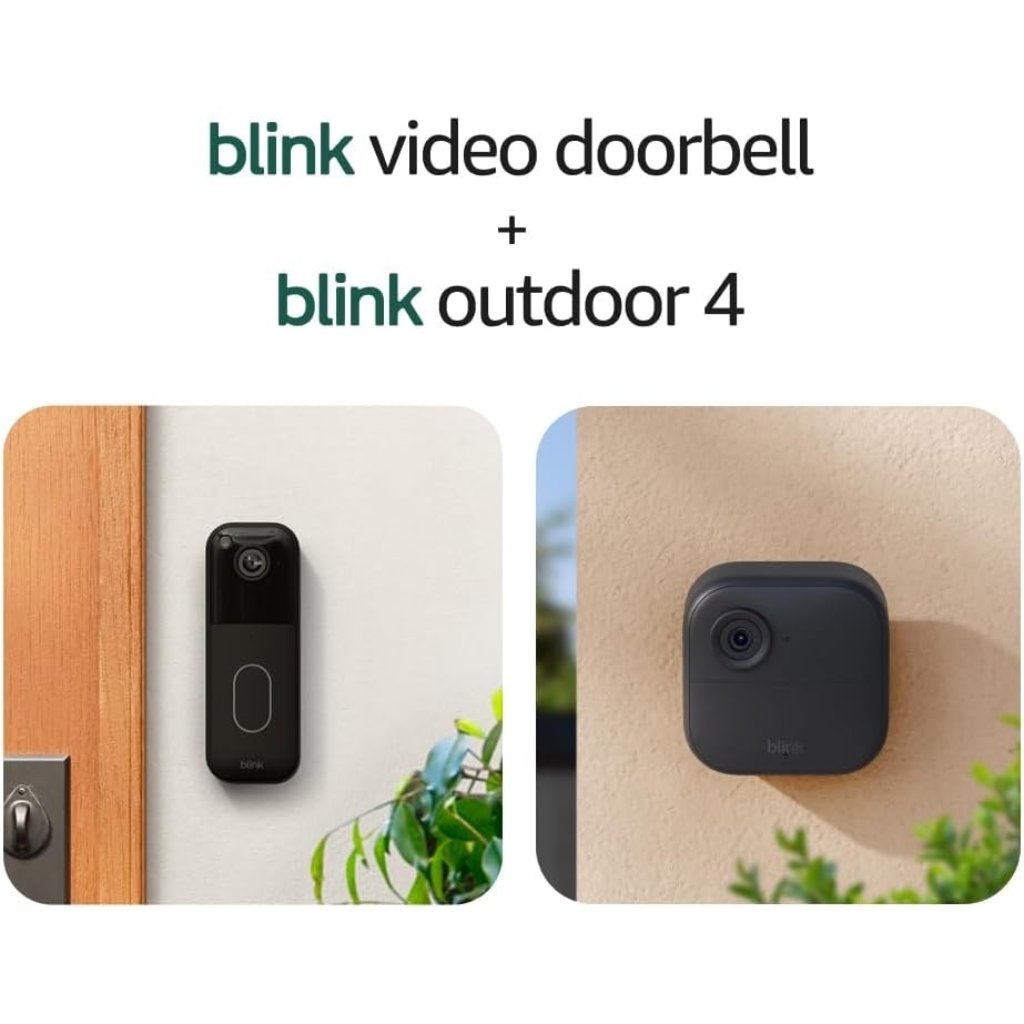 image:imageBlink Video Doorbell Outdoor 4 Wireless smart security cameras headtotoe HD view twoyear battery life Sync Module Core included 1 camera system Video Doorbell