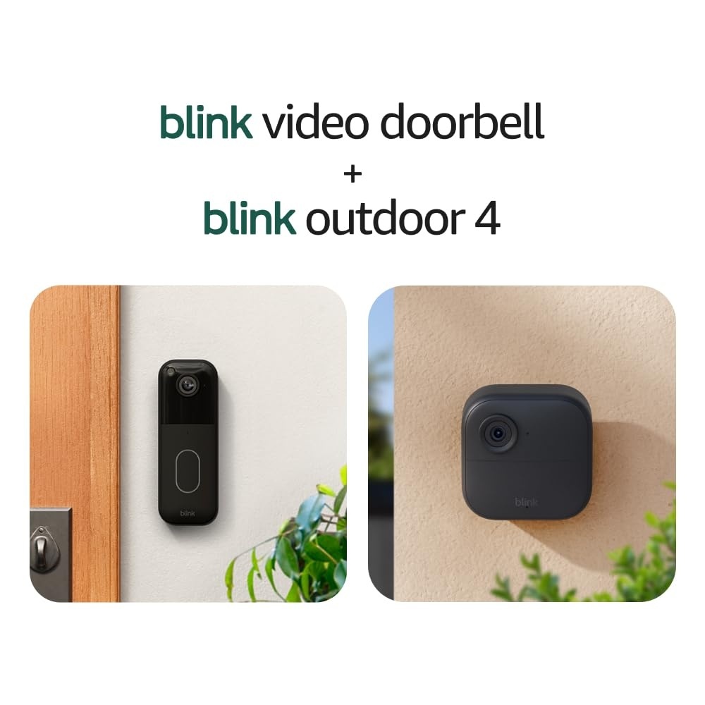 image:imageBlink Video Doorbell Outdoor 4 Wireless smart security cameras headtotoe HD view twoyear battery life Sync Module Core included 5 camera system Video Doorbell