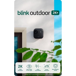 Blink Outdoor 2K+ (newest model) with 1-Year Plus plan — 2K video resolution, Color Vision in low light, and noise cancellation. Sync Module included — 2 camera system (Black)